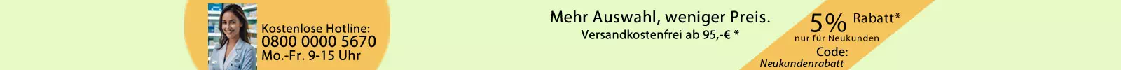 Banner mit Angebot von 5% Rabatt für alle Neukunden. Rabatt-Code: Neukundenrabatt
