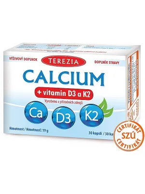 Terezia Calcium + Vitamin D3 und K2 30 Kapseln